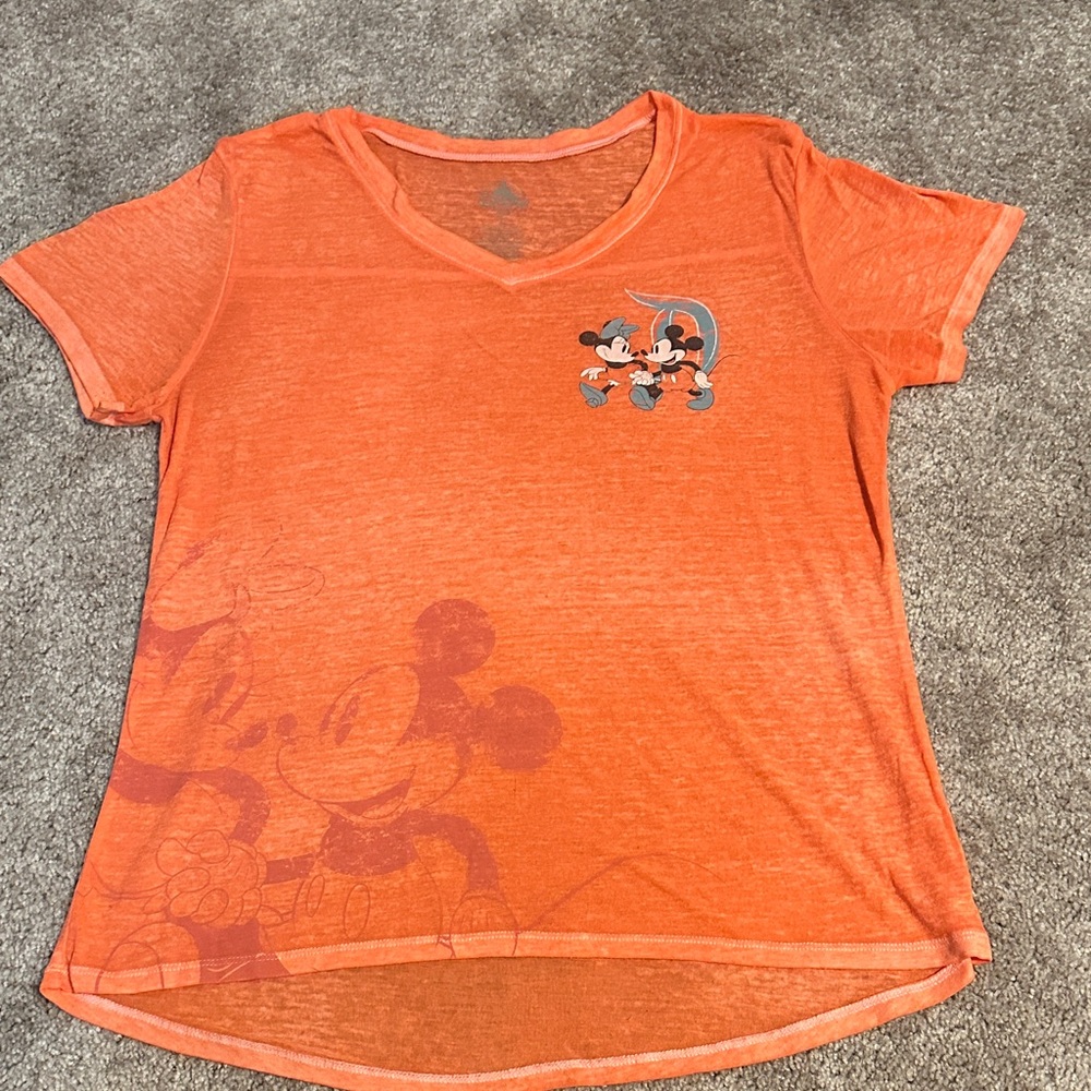 Disney Orange Tee with Mickey Mouse Design